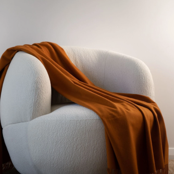 Cashmere Merino Throw in Toffee: Loom