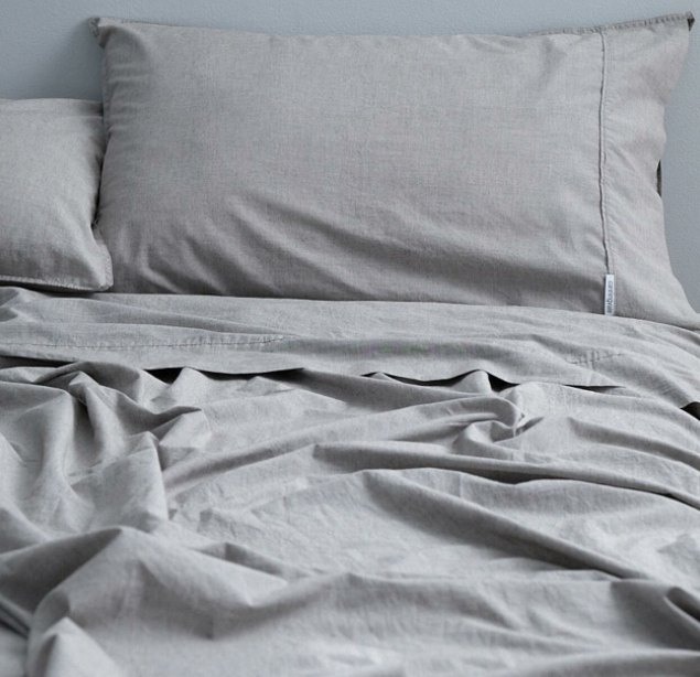 Soft Wash 100% Cotton Sheet Set in Melange Grey