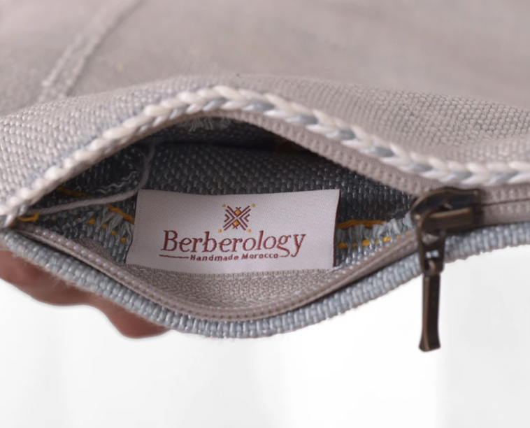 Cactus Silk Moroccan Sabra Cushion - Light Grey - Berberology