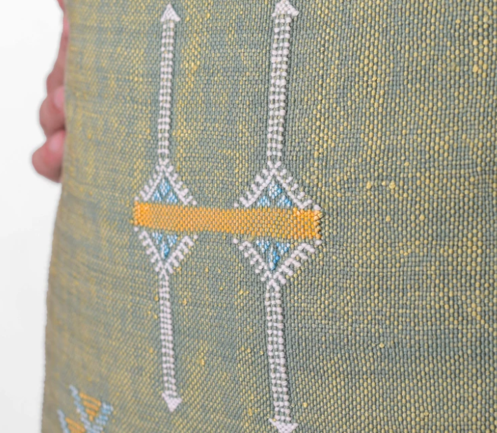 Cactus Silk Moroccan Sabra Cushion - Apple Green - Berberology