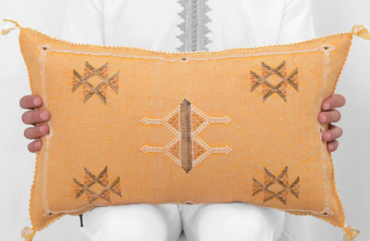 Cactus Silk Moroccan Sabra Lumbar Cushion - Mikado Yellow: Berberology