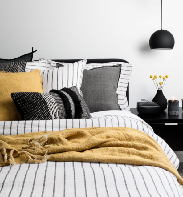 Loft Sheet Set - Graphite/White: L&amp;M Home