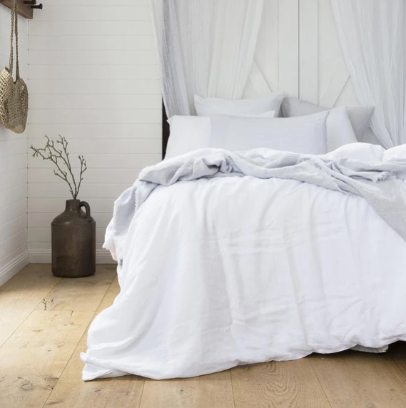French Linen Duvet Cover Set - White: The Cover Collective