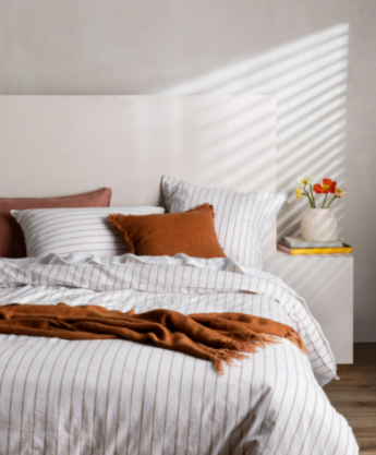 Loft Duvet Cover Set - Tan &amp; White Stripe: L&amp;M Home