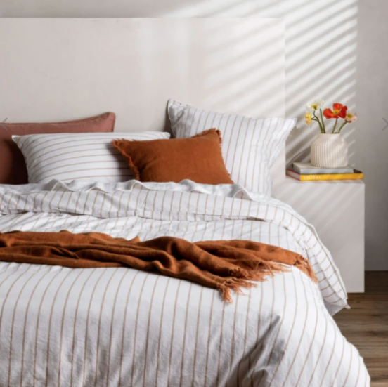 Loft Duvet Cover Set - Tan & White Stripe: L&M Home