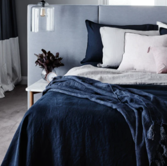 Mondo French Linen Duvet Cover Set - Navy: L&amp;M Home