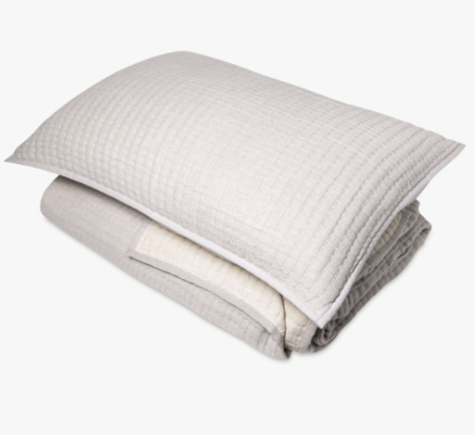 Maddox Kantha Stitch Pillowcase - Silver - Standard Pair: L&amp;M Home