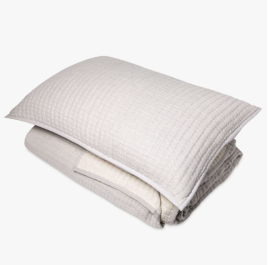 Maddox Kantha Stitch Pillowcase - Silver - Standard Pair: L&M Home