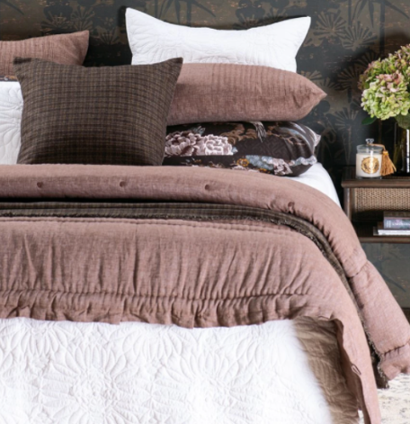 Marcello Rosewood Pure Linen Bed Comforter: Bianca Lorenne