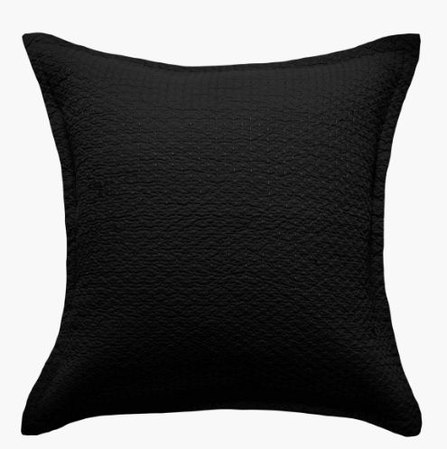 Aspen Quilted European Pillowcase  - Black - L&amp;M Home