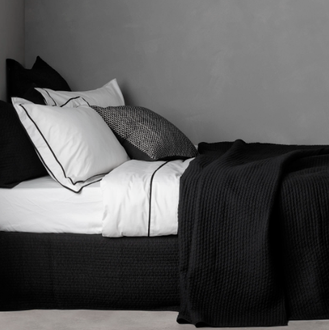 Aspen Valance  With Textured Stitch Detail - Black - L&amp;M Home