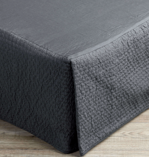 Aspen Valance With Textured Stitch Detail - Charcoal - L&amp;M Home