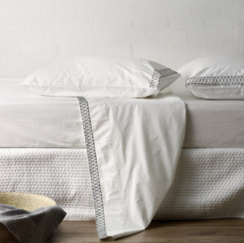 Aspen Valance With Textured Stitch Detail - White - L&amp;M Home