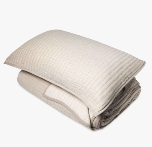 Maddox Kantha Stitch Pillowcase - Sand - Standard Pair: L&M Home