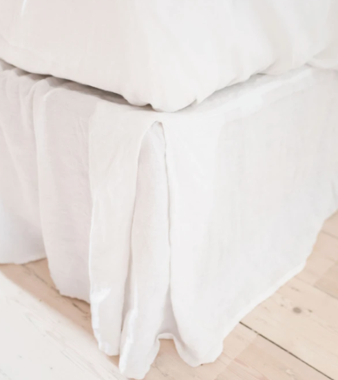 French Linen Bed Valance - White: The Cover Collective