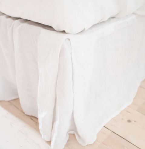 French Linen Bed Valance - White: The Cover Collective