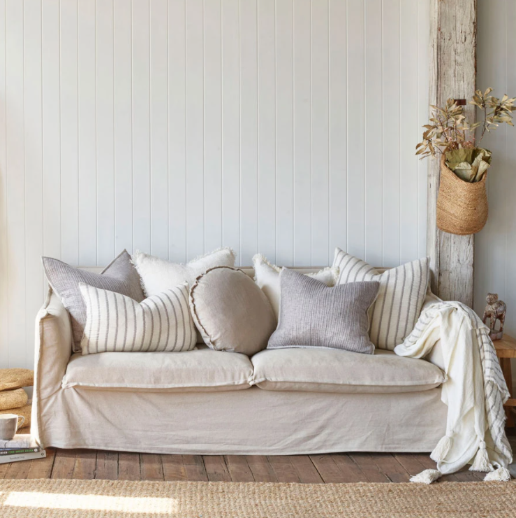 Sea Foam Reversible Cushion - Slate (60cm x 60cm):  Eadie Lifestyle