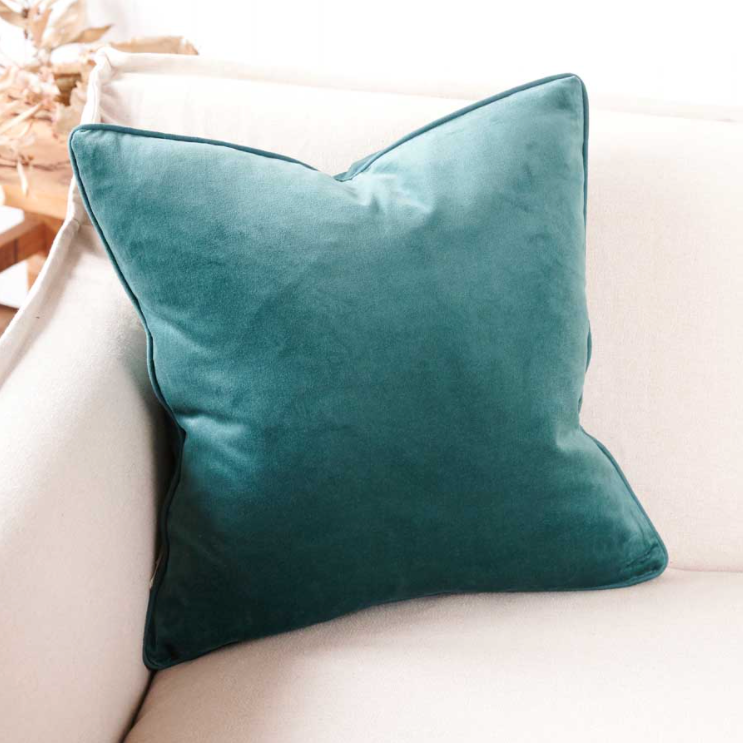 Lynette Velvet Cushion - Ocean - 60cm x 60cm: Eadie Lifestyle