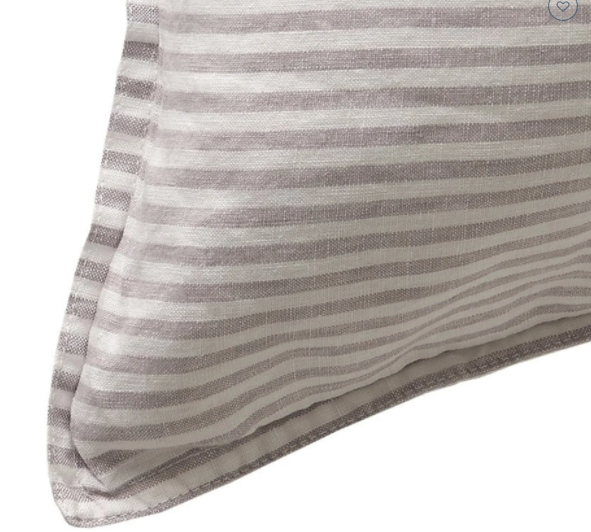 Mondo French Linen Duvet Cover Set - Taupe &amp; White Stripe: L&amp;M Home
