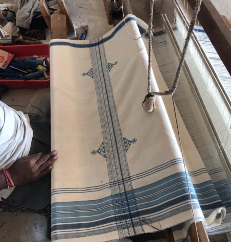 Loomed Bed Throw - 100 x 203cm:  Fur Indigo 15  by Injiri