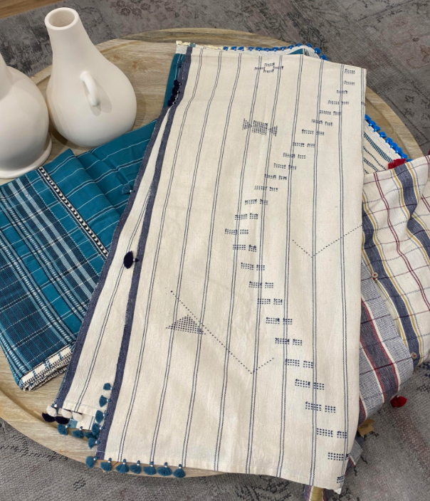 Loomed Bed Throw - 100 x 203cm:  Fur Indigo 15  by Injiri