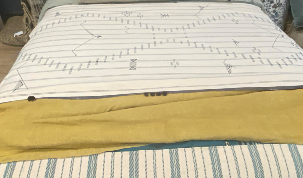 Loomed Bed Throw - 100 x 203cm:  Fur Indigo 15  by Injiri