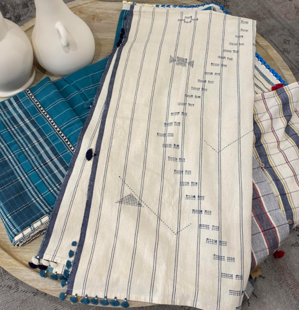 Loomed Bed Throw - 100 x 203cm:  Fur Indigo 15  by Injiri