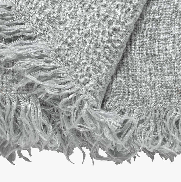 Ava Pure Linen Throw Blanket - Fossil Grey - L&amp;M Home