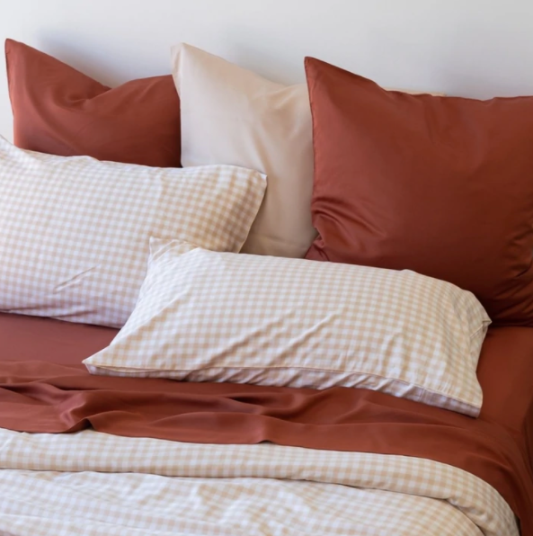 Bamboo Fitted Sheet + 2 Pillowslips - Clay - Mulberry Threads