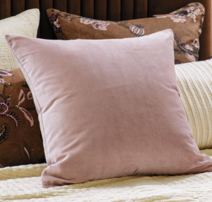 Piega Antique Rose Velvet Cushion - 65cm x 65cm: Bianca Lorenne