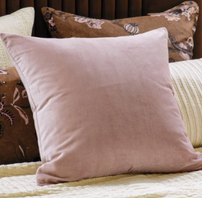 Piega Antique Rose Velvet Cushion - 65cm x 65cm: Bianca Lorenne