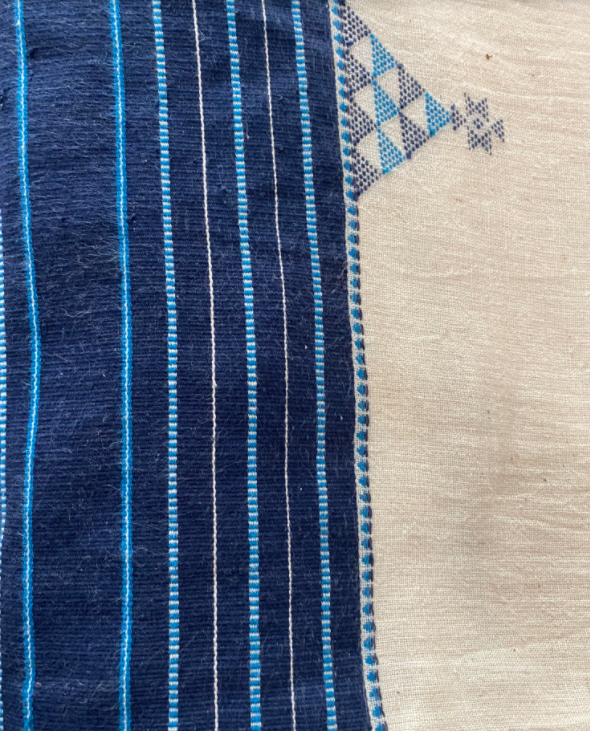 Loomed Floor Cushion Cover 80x80cm - Indigo 34  by Injiri