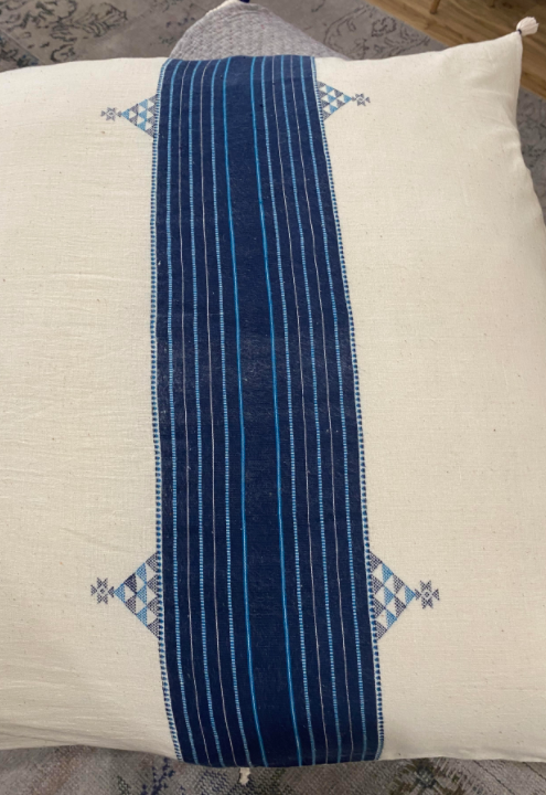 Loomed Floor Cushion Cover 80x80cm - Indigo 34  by Injiri