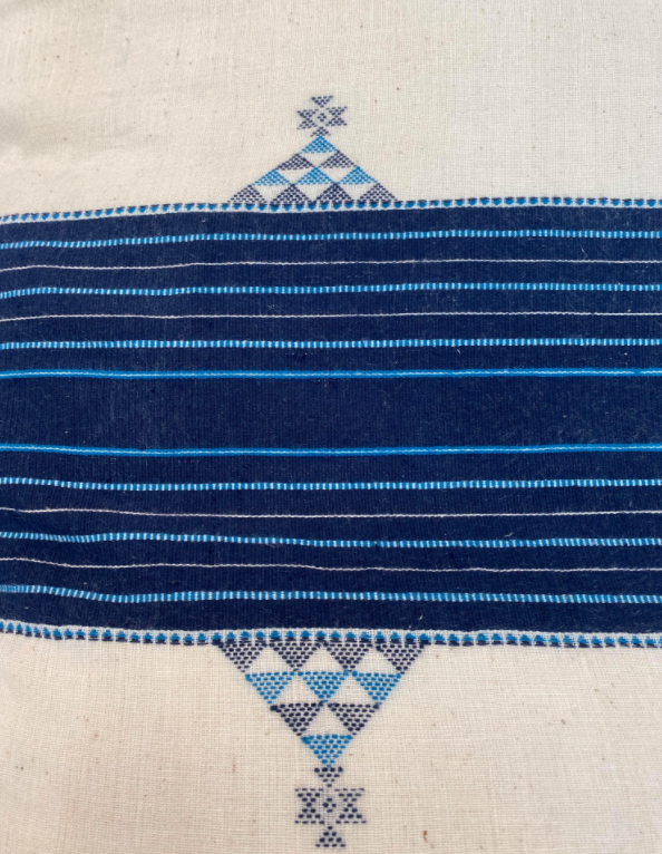 Loomed Floor Cushion Cover 80x80cm - Indigo 34  by Injiri