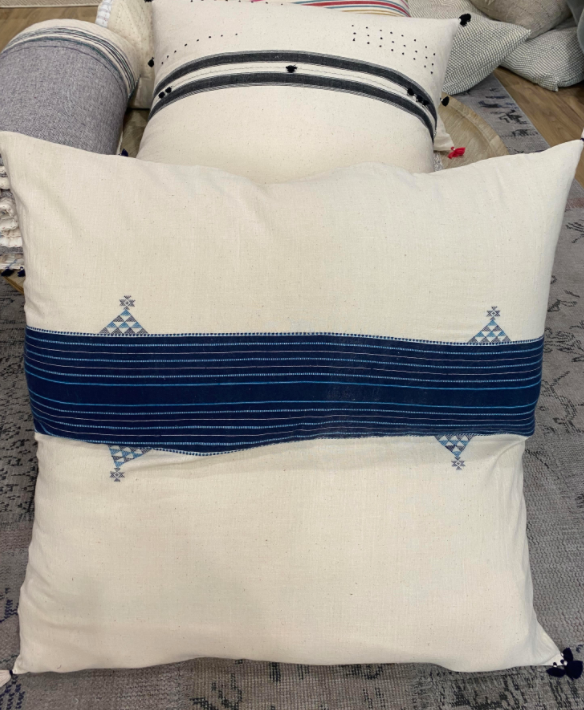 Loomed Floor Cushion Cover 80x80cm - Indigo 34  by Injiri