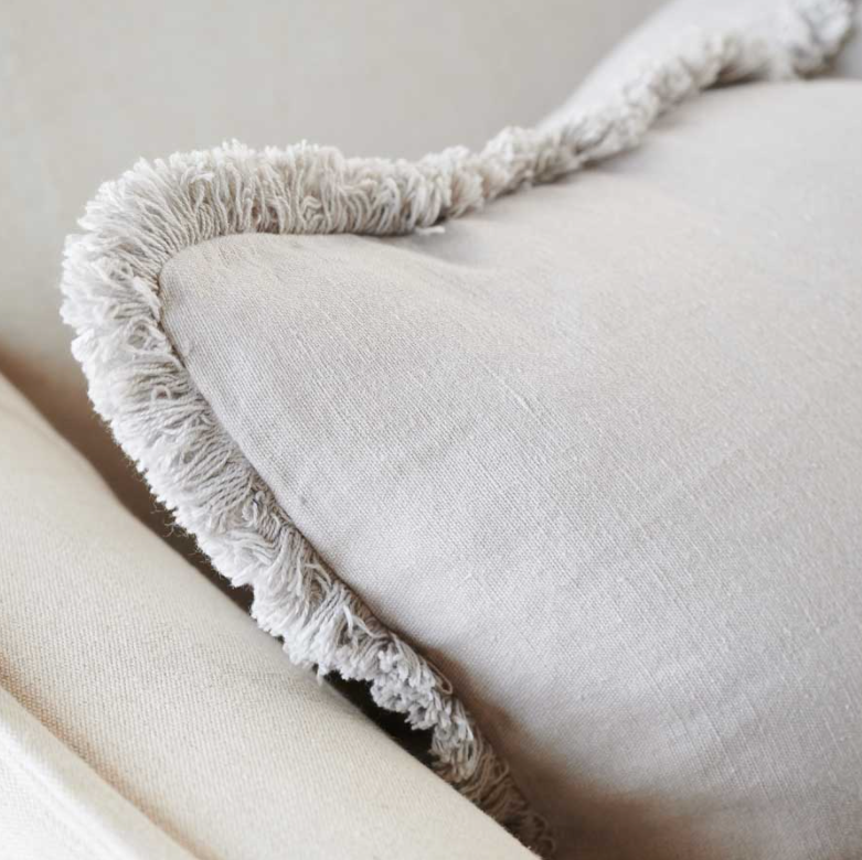 Luca Fringed Linen Cushion -  Silver Grey - Various Sizes:  Eadie Lifestyle