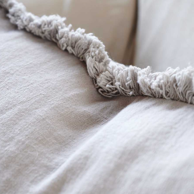 Luca Fringed Linen Cushion -  Silver Grey - Various Sizes:  Eadie Lifestyle