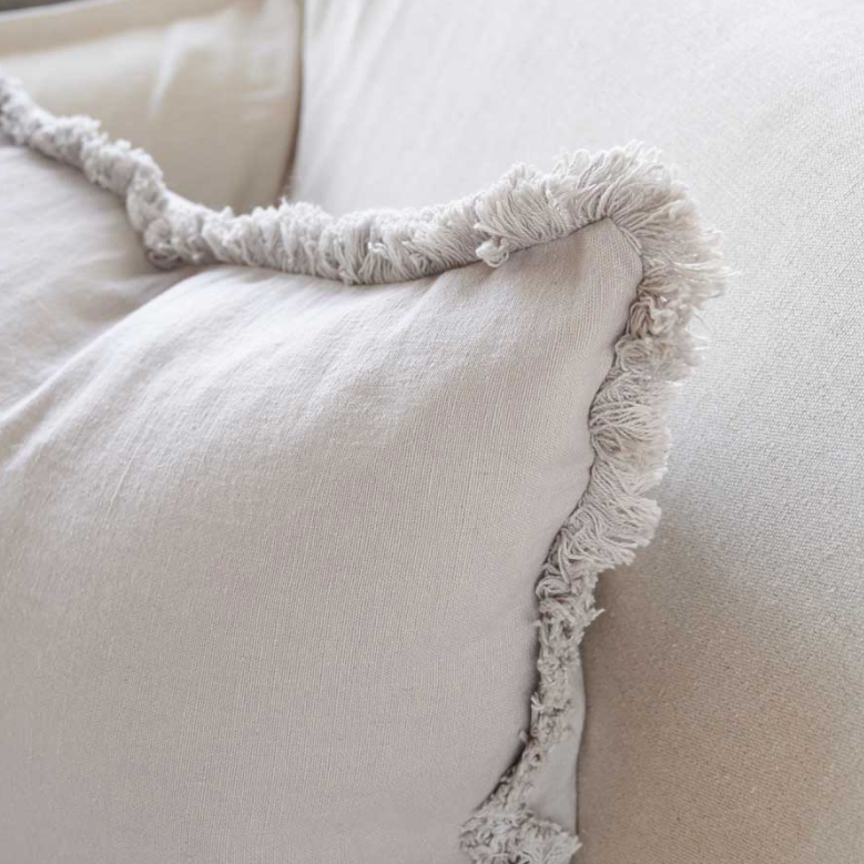 Luca Fringed Linen Cushion -  Silver Grey - Various Sizes:  Eadie Lifestyle