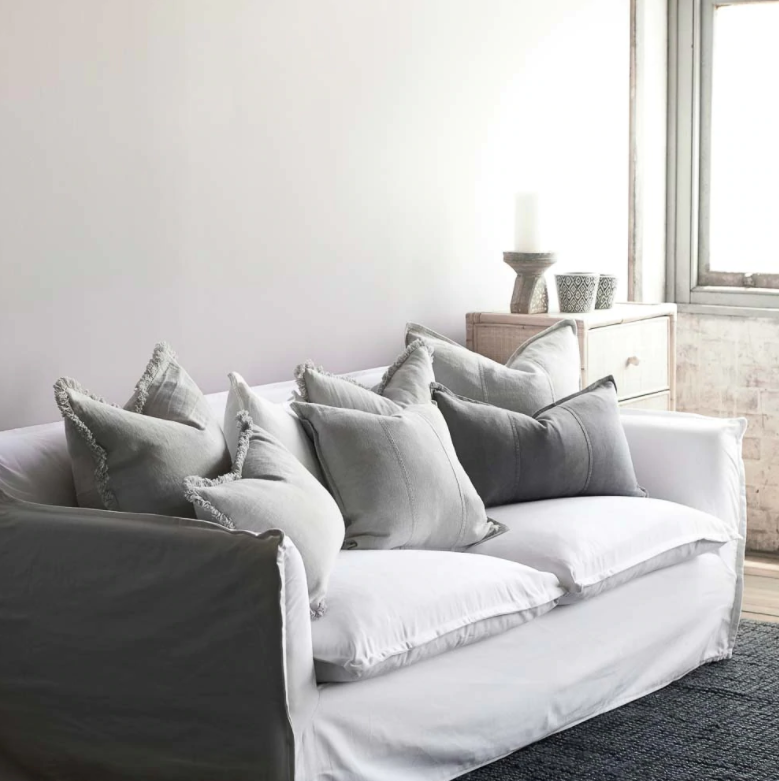 Luca Fringed Linen Cushion -  Silver Grey - Various Sizes:  Eadie Lifestyle