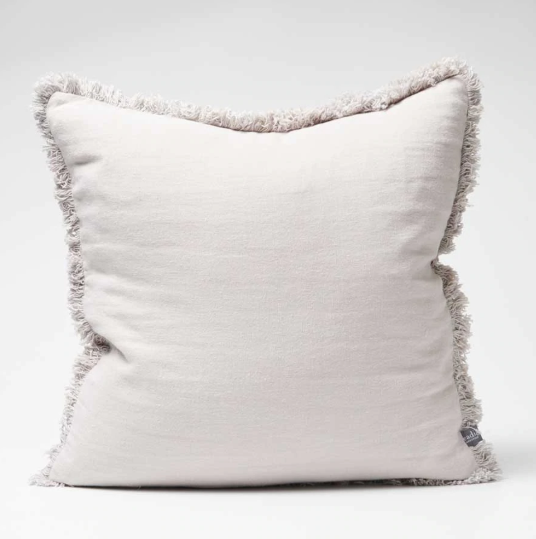 Luca Fringed Linen Cushion -  Silver Grey - Various Sizes:  Eadie Lifestyle