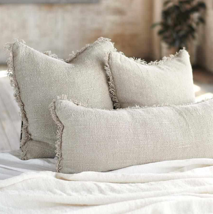 Bedouin Linen Lumbar Cushion - Natural (120cm x 40cm) - Eadie Lifestyle