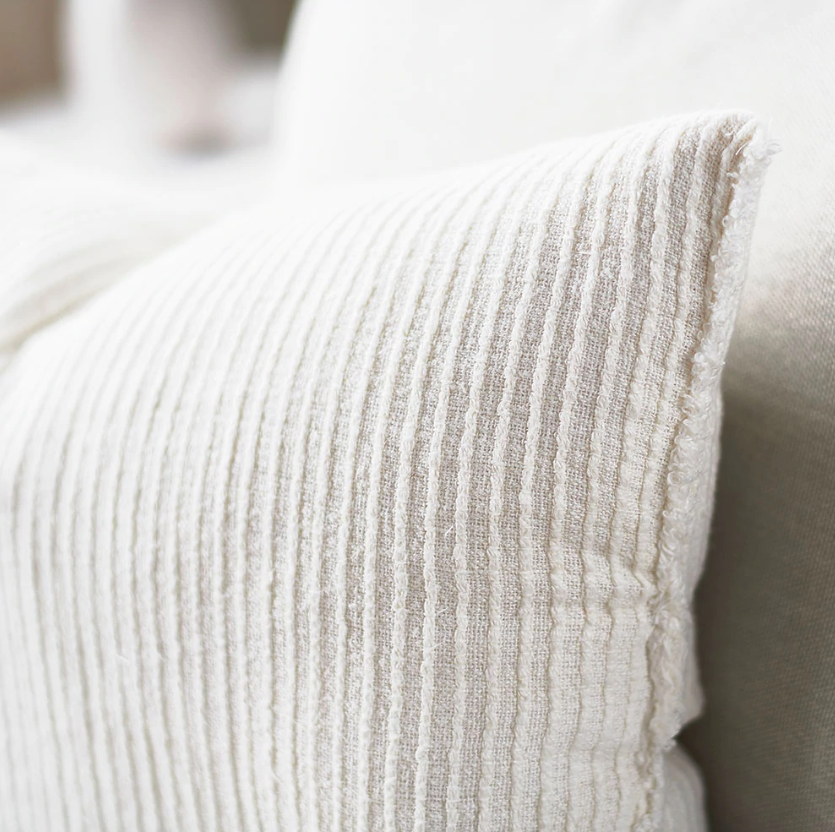 Raffiad Linen Cushion - Ivory (50cm x 50cm) - Eadie Lifestyle
