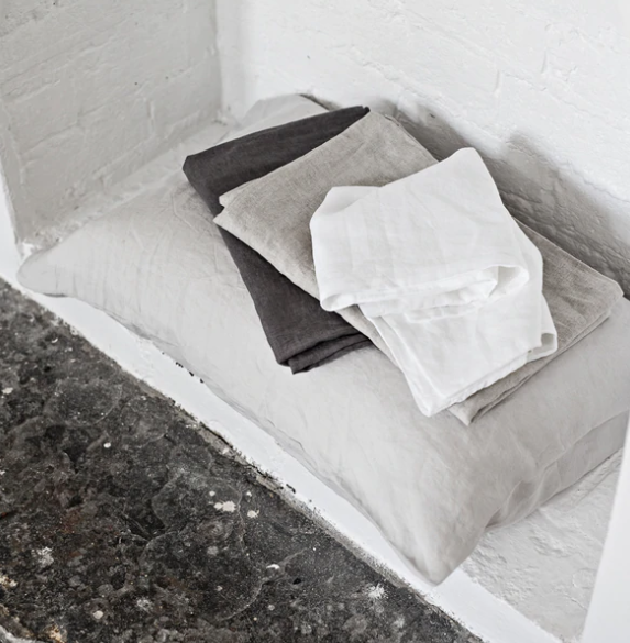 French Linen Standard Pillowcase Set  - Charcoal: The Cover Collective