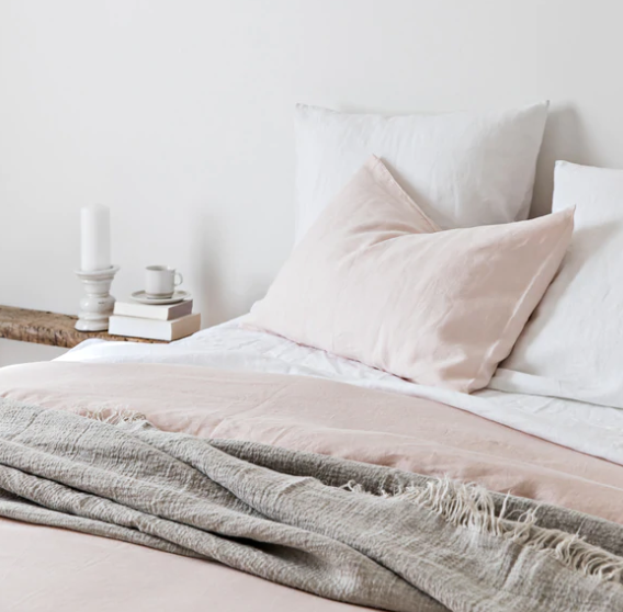French Linen Standard Pillowcase Set  - Nude Blush: The Cover Collective