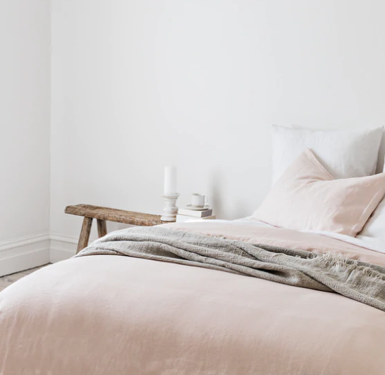 French Linen Standard Pillowcase Set  - Nude Blush: The Cover Collective