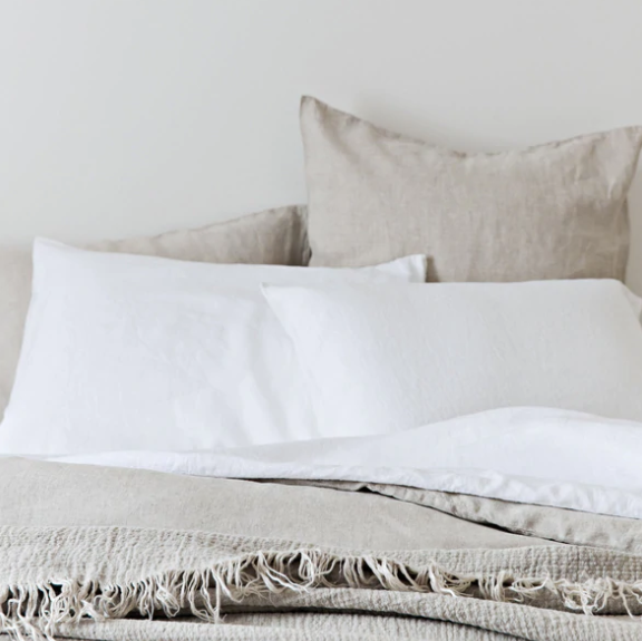 French Linen Standard Pillowcase Set  - White: The Cover Collective