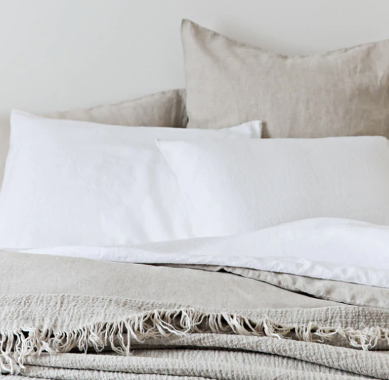 French Linen Standard Pillowcase Set  - White: The Cover Collective