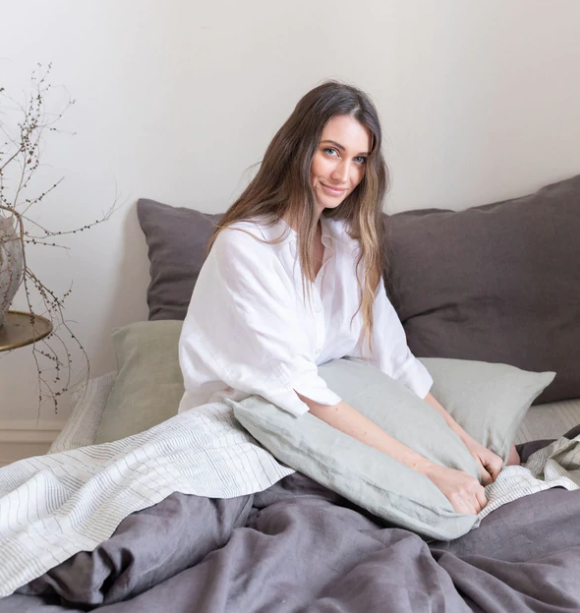 French Linen  Eurocase (pair)- Charcoal: The Cover Collective